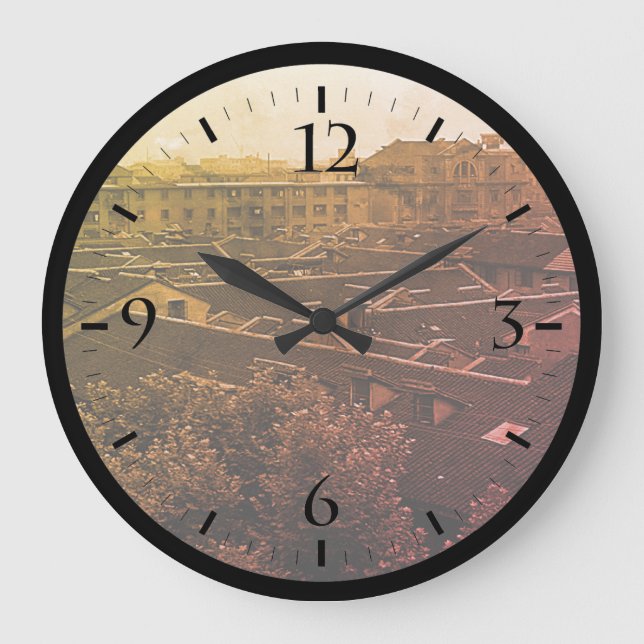 Grande Horloge Ronde Vintage China Shanghai City Large Clock (Recto)