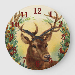 Grande Horloge Ronde Vintage Deer
