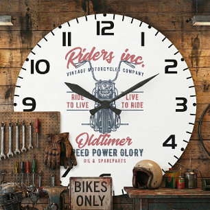 Grande Horloge Ronde Vintage Motorcycle Riders Inc
