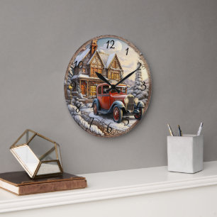 Grande Horloge Ronde Vintage Noël