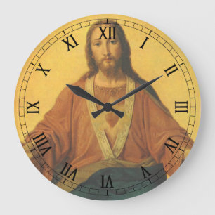 Grande Horloge Ronde Vintage Religion, Sacré-Cœur de Jésus-Christ