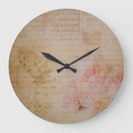 Grande Horloge Ronde Vintage Shabby Chic Butterfly Antique Script