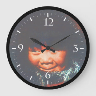 Grande Horloge Ronde Vintage USA Alaska eskimo enfant