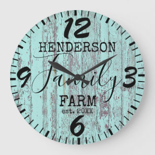 Grande Horloge Ronde Vintage Wooden Distressed Family