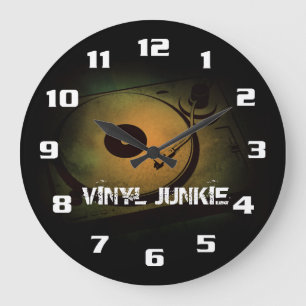 Grande Horloge Ronde Vinyl junkie Old Retro turn table
