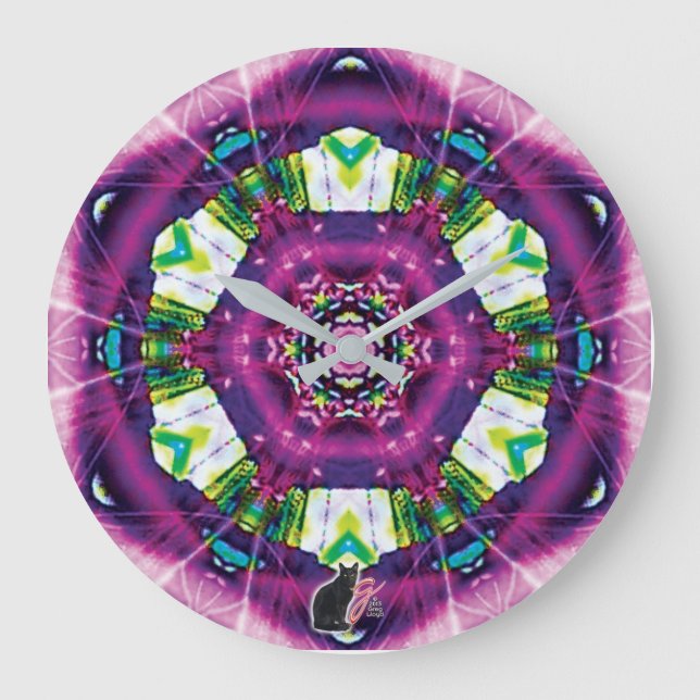 Grande Horloge Ronde Violette Kaléidoscope (Recto)