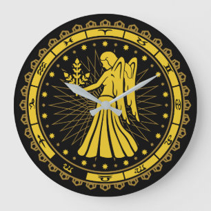 Grande Horloge Ronde Virgo - Signe Zodiaque - Symbole - Horoscope