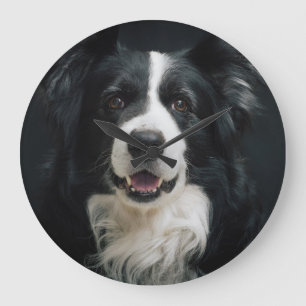 Grande Horloge Ronde Visage de Border Collie