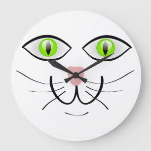 Grande Horloge Ronde visage de chats amusants