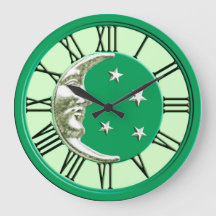 Visage de lune Art déco - Jade Green et Silver