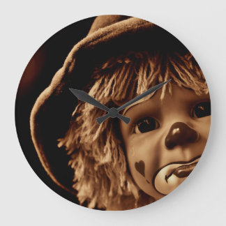 Grande Horloge Ronde Visage triste de poupée de clown