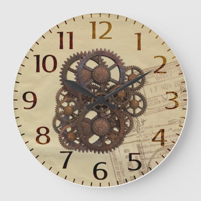 Grande Horloge Ronde Vitesses de Steampunk (Recto)