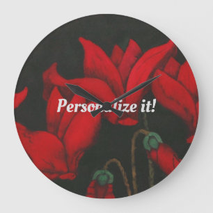 Grande Horloge Ronde Vivid red cyclamen on a dark background
