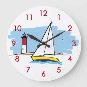 Grande Horloge Ronde Voilier et phare de Bande-Style