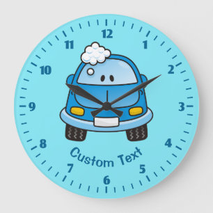 Grande Horloge Ronde Voiture bleue avec des bulles