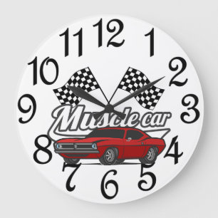 Grande Horloge Ronde Voiture de Muscle Racer