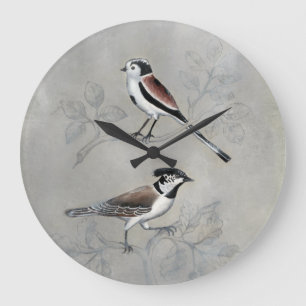 Grande Horloge Ronde Volière argentée   une paire