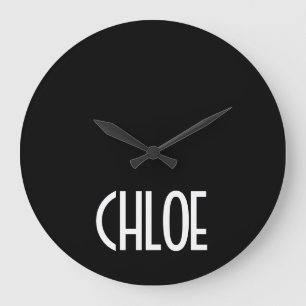 Grande Horloge Ronde Votre nom, texte blanc gras Noir