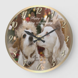 Grande Horloge Ronde Votre photo diamant 25e anniversaire de mariage