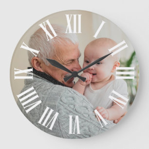 Grande Horloge Ronde Votre photo ici gras chiffres romains