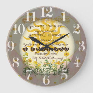 Grande Horloge Ronde Vous êtes mes coeurs de soleil