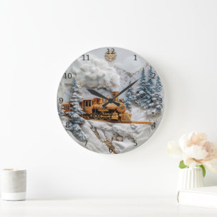 Grande Horloge Ronde Voyage en train d'hiver, élégance