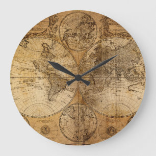 Grande Horloge Ronde Voyage historique : 1746 Carte du monde