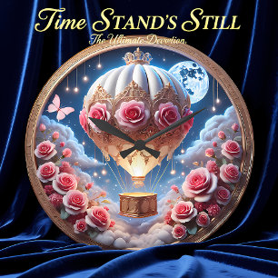 Grande Horloge Ronde Voyage lunaire en ballon floral