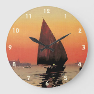 Grande Horloge Ronde Voyage Vintage, Bateaux au Palais Excelsior Venise
