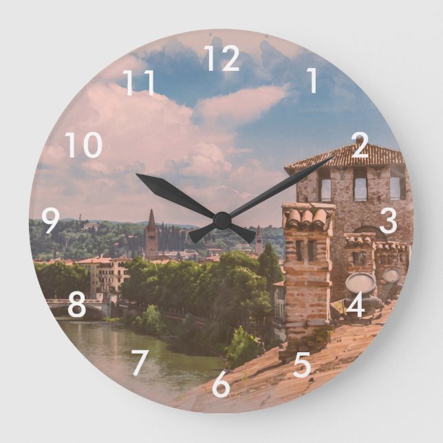 Grande Horloge Ronde Vue depuis le toit de Vérone (Recto)