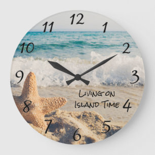 Grande Horloge Ronde Vue tropicale de l'océan sur la plage Étoiles de m