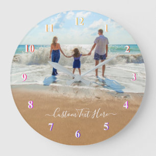 Grande Horloge Ronde Wall Clock with Custom Photo Text Your Own Design
