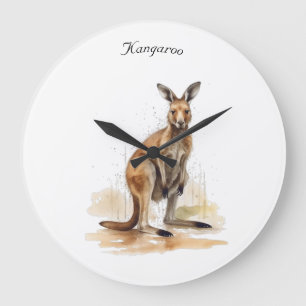 Grande Horloge Ronde Wanderer extérieur : aquarelle Kangaroo personnali
