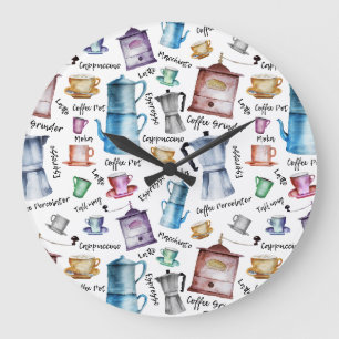 Grande Horloge Ronde Watercolor coffee espresso cups, mugs pots pattern