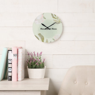 Grande Horloge Ronde Watercolor Floral Wall Clock