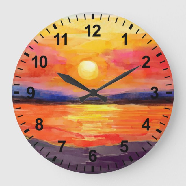 Grande Horloge Ronde Watercolor Sunset (Recto)