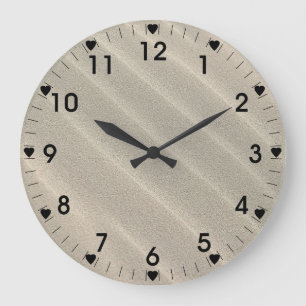 Grande Horloge Ronde Wavy Beach Sand Black Nombre
