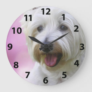 Grande Horloge Ronde Westie magnifique font face