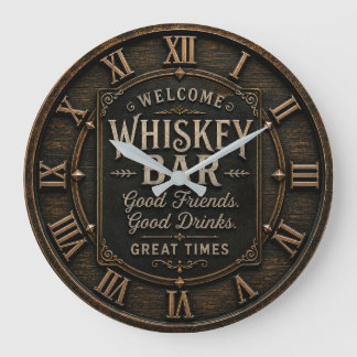 Grande Horloge Ronde Whiskey Bar Rustic Home Bar 