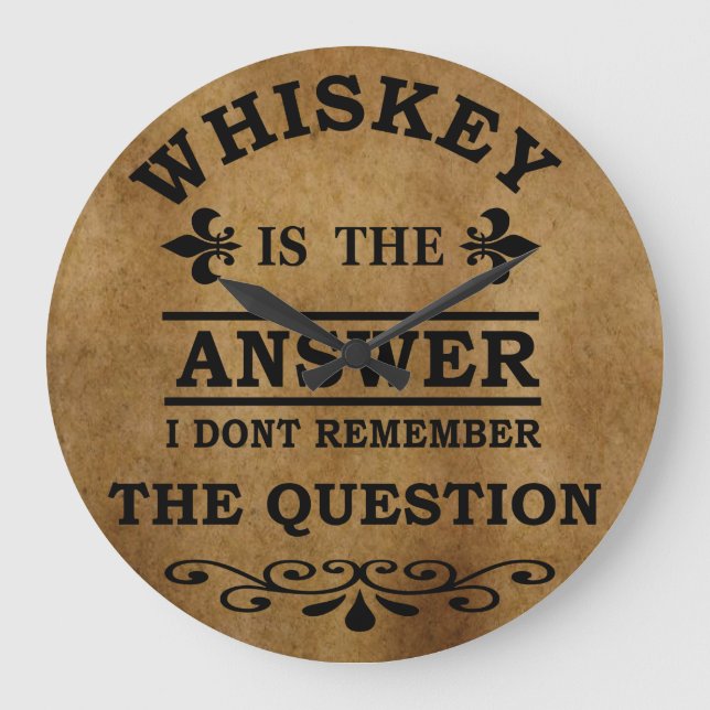 Grande Horloge Ronde Whiskey cite d'étranges paroles d'alcool (Recto)