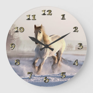 Grande Horloge Ronde White Horse Galloping