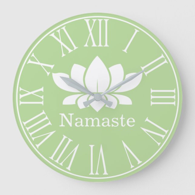 Grande Horloge Ronde White Lotus Flower Namaste Yoga (Recto)