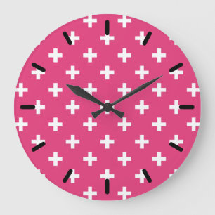 Grande Horloge Ronde White polka crosses on fuchsia