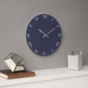 Grande Horloge Ronde White Roman Numbers Round Clock Personalize It