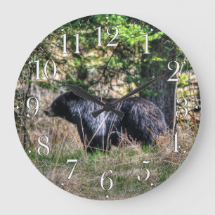 Grande Horloge Ronde Wild Black Bear & Forest Wildlife Photo Wall Clock