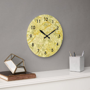 Grande Horloge Ronde William Morris - Chèvrefeuille Jaune