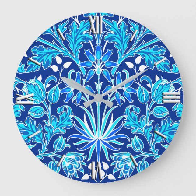 Grande Horloge Ronde William Morris Hyacinth Imprimer, Navy et Cobalt B (Recto)