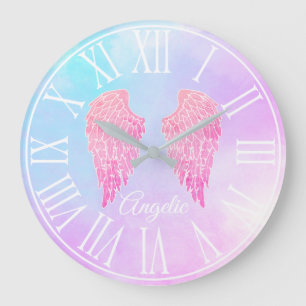 Grande Horloge Ronde Wings Purple & Blue Pastel