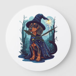 Grande Horloge Ronde Wizard Wiener le dachshund magique