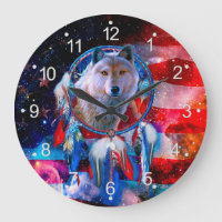 Wolf et Dreamcatcher en drapeau américain
